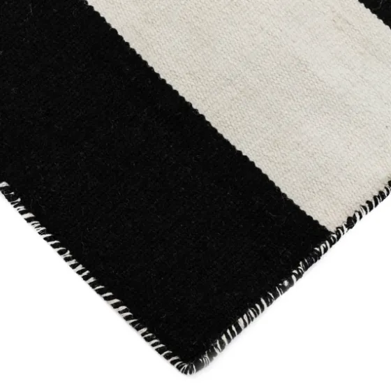 Black Cabana Stripe Indoor/Outdoor Area Rug, 3X5-Kirkland's Home Discount