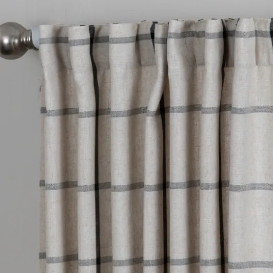 Black Checkered Single Curtain Panel, 84 In.-Kirkland's Home Best
