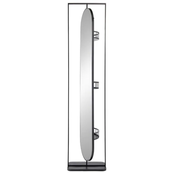 Black Iron Swivel Floor Mirror With Shelves-Kirkland's Home Fashion