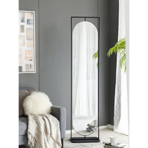 Black Iron Swivel Floor Mirror With Shelves-Kirkland's Home Fashion