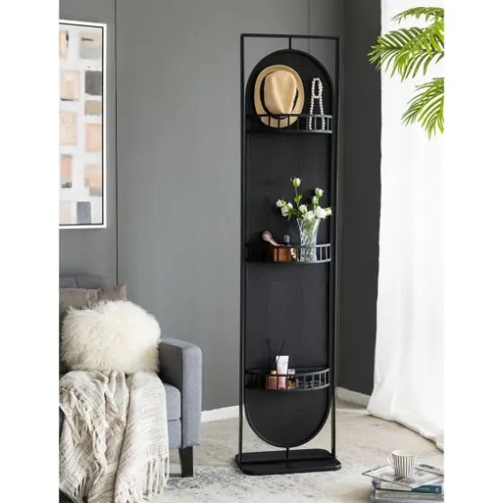 Black Iron Swivel Floor Mirror With Shelves-Kirkland's Home Fashion