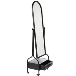 Black Metal Cheval Frame Mirror With Drawer-Kirkland's Home Clearance