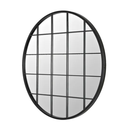 Black Metal Grid Frame Round Wall Mirror-Kirkland's Home Sale