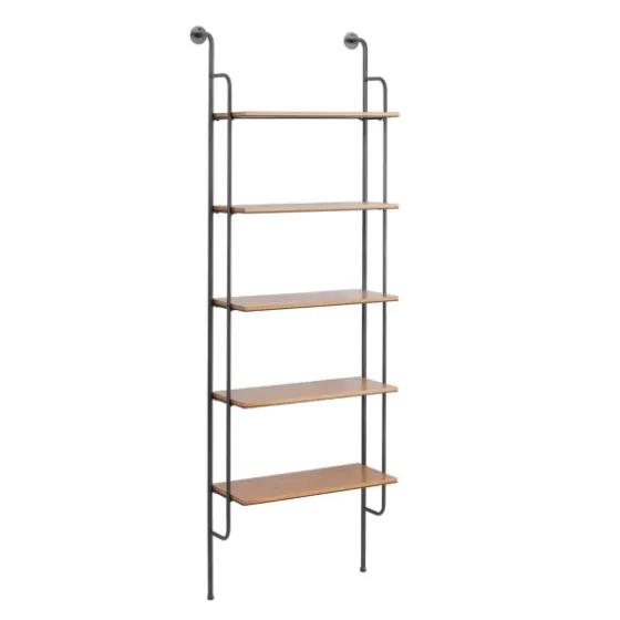 Black Metal Pipe Frame Brown Wood Wall Shelf-Kirkland's Home Flash Sale