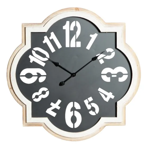 Black Metal Quatrefoil Farmhouse Wall Clock-Kirkland's Home Online