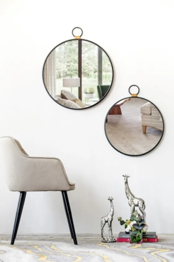 Black Metal Round Top Loop Wall Mirror-Kirkland's Home Fashion