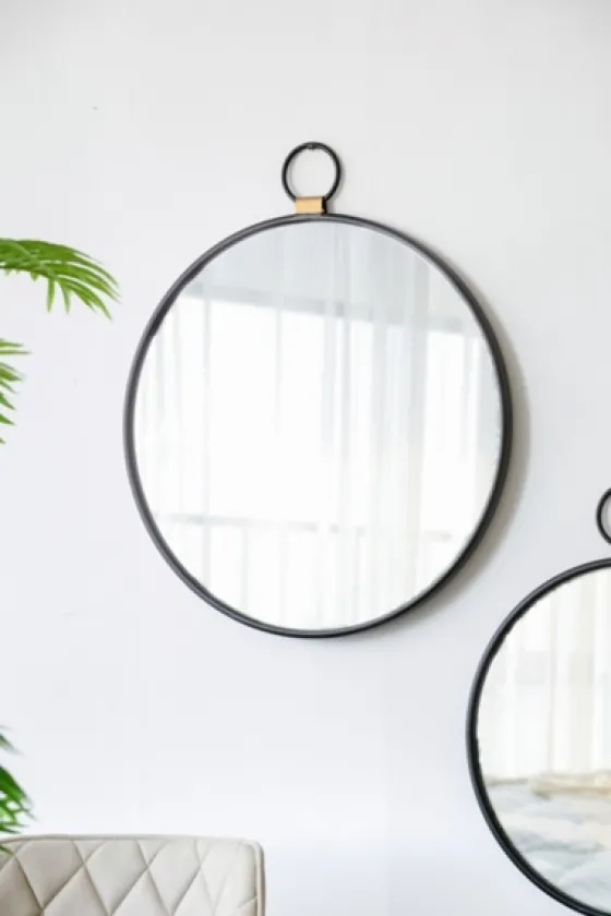 Black Metal Round Top Loop Wall Mirror-Kirkland's Home Fashion