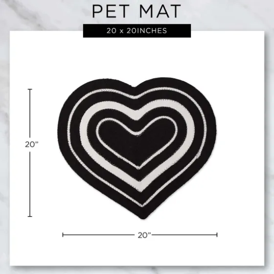 Black Striped Heart Pet Bowl Mat-Kirkland's Home Cheap