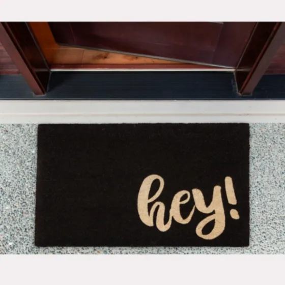 Black Whimsical Hey Doormat-Kirkland's Home Outlet