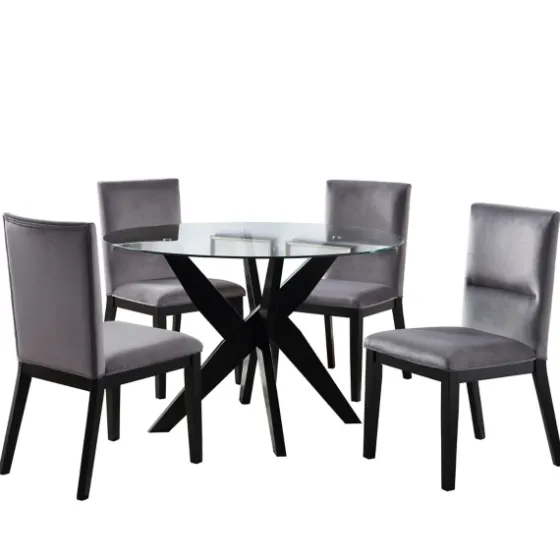 Black Wood Table And Gray Chair 5-Pc. Dining Set-Kirkland's Home Store