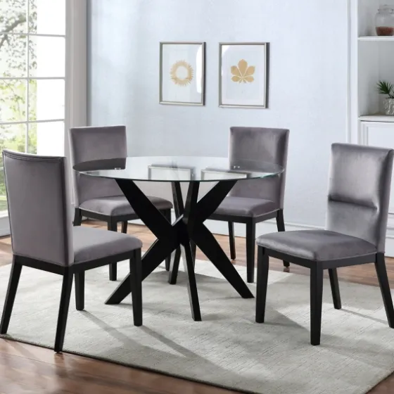 Black Wood Table And Gray Chair 5-Pc. Dining Set-Kirkland's Home Store