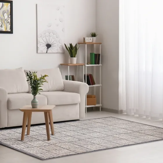 Blake Gray Cube Indoor/Outdoor Area Rug, 7X9-Kirkland's Home Shop