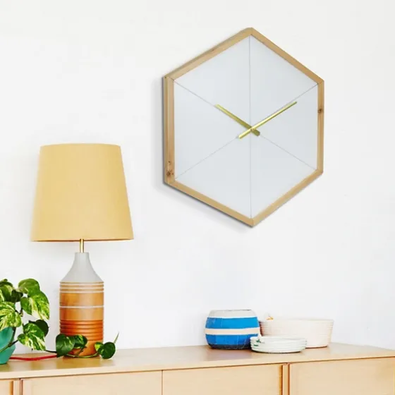Blond Wood Frame Hexagon Wall Clock-Kirkland's Home Discount