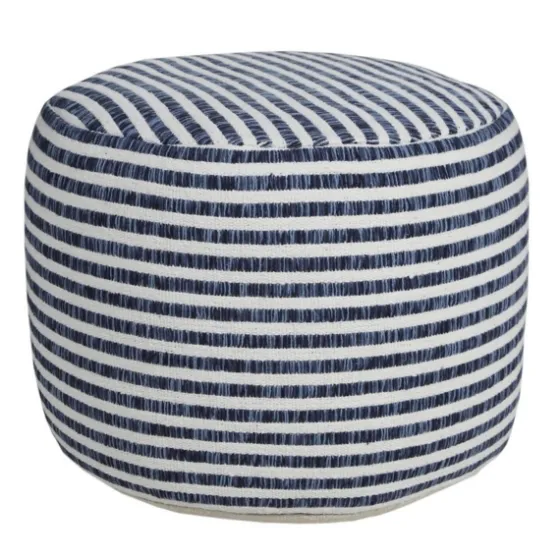 Blue & White Stripe Organic Cotton Pouf-Kirkland's Home Clearance