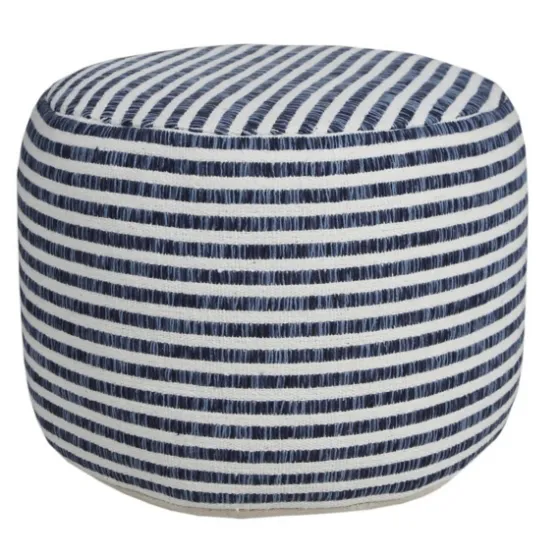 Blue & White Stripe Organic Cotton Pouf-Kirkland's Home Clearance