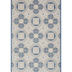 Blue And Gray Medallion Outdoor Area Rug, 6X9-Kirkland's Home Flash Sale