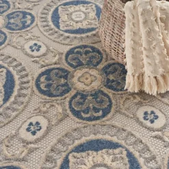 Blue And Gray Medallion Outdoor Area Rug, 6X9-Kirkland's Home Flash Sale