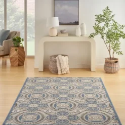 Blue And Gray Medallion Outdoor Area Rug, 6X9-Kirkland's Home Flash Sale