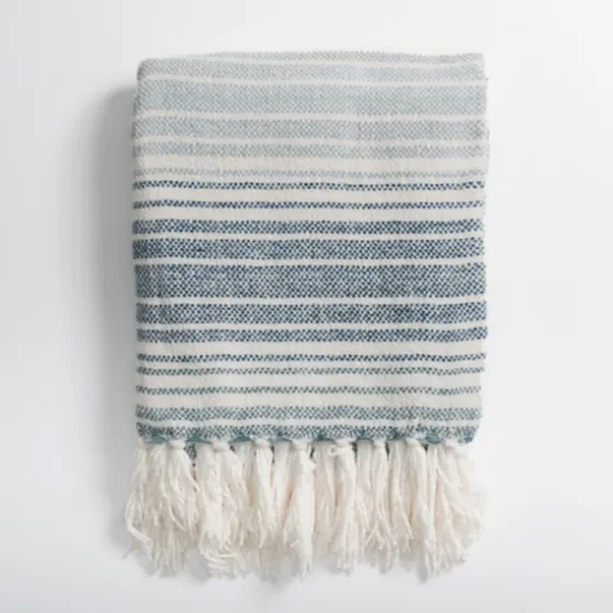 Blue And Green Chenille Crystal Stripes Throw-Kirkland's Home Best Sale
