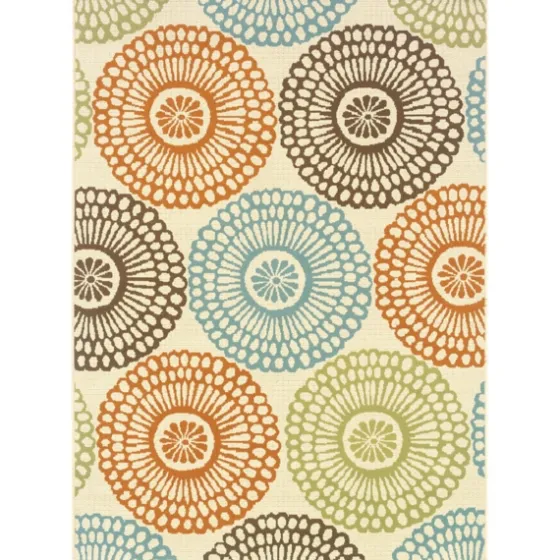 Blue And Orange Circles Outdoor Area Rug, 6X9-Kirkland's Home Best