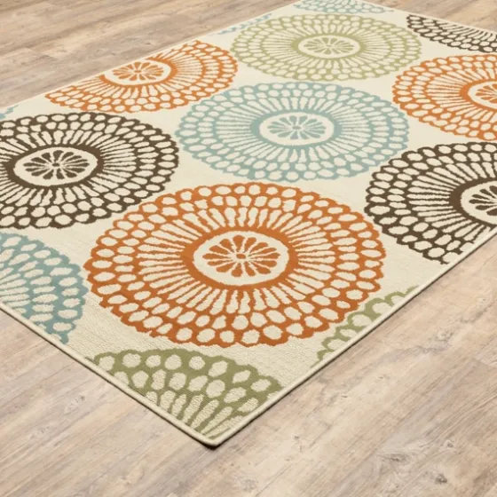 Blue And Orange Circles Outdoor Area Rug, 6X9-Kirkland's Home Best