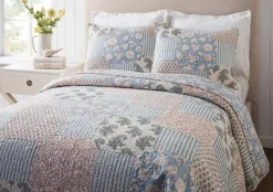 Blue And Rose Patchwork Full/Queen 3-Pc. Quilt Set-Kirkland's Home Fashion