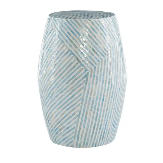 Blue And White Mosaic Capiz Shell Drum End Table-Kirkland's Home Fashion