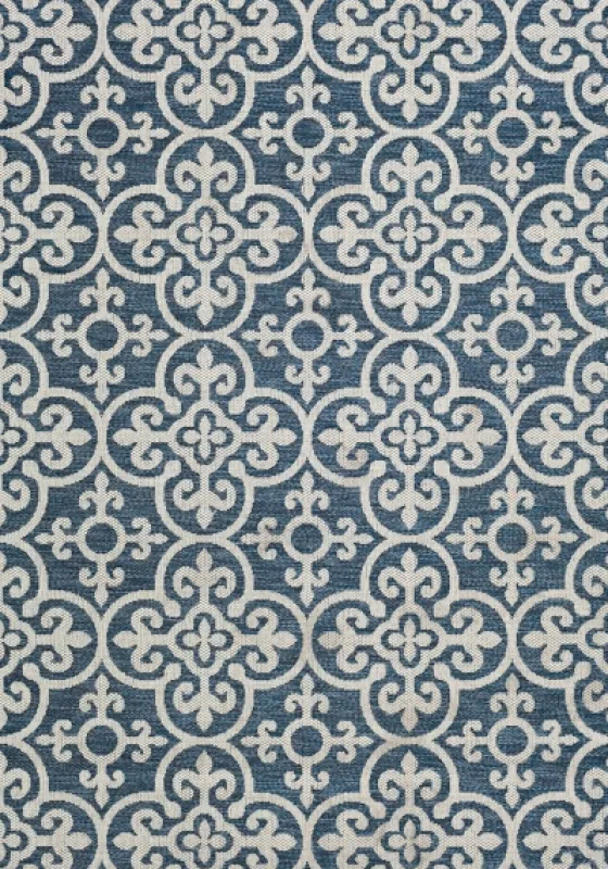 Blue Auckland Tile Outdoor Area Rug, 7X9-Kirkland's Home Clearance