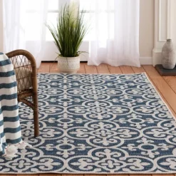 Blue Auckland Tile Outdoor Area Rug, 7X9-Kirkland's Home Clearance