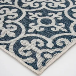 Blue Auckland Tile Outdoor Area Rug, 7X9-Kirkland's Home Clearance
