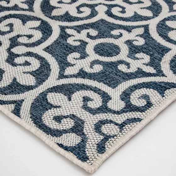 Blue Auckland Tile Outdoor Area Rug, 7X9-Kirkland's Home Clearance