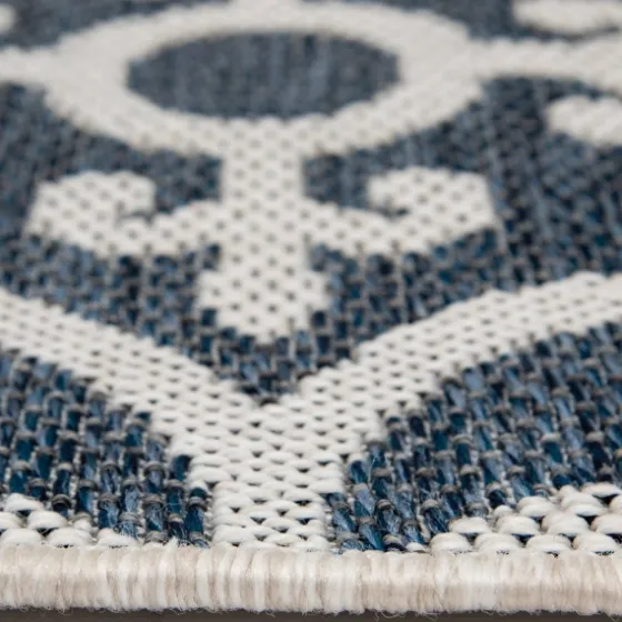 Blue Auckland Tile Outdoor Area Rug, 7X9-Kirkland's Home Clearance