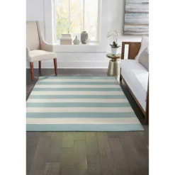 Blue Cabana Stripe Indoor/Outdoor Area Rug, 8X11-Kirkland's Home Best