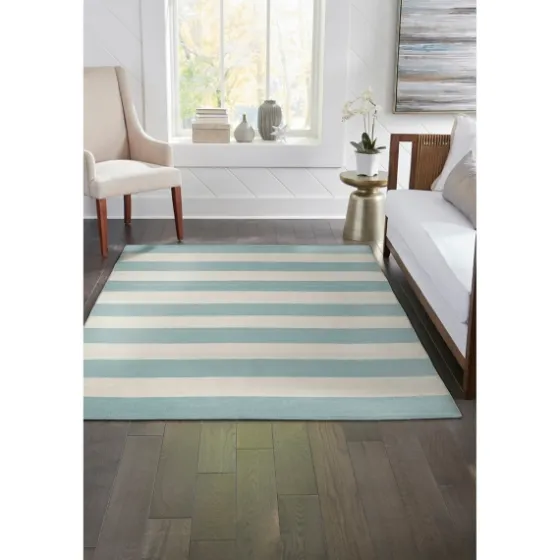 Blue Cabana Stripe Indoor/Outdoor Area Rug, 7X9-Kirkland's Home Best