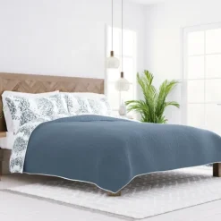 Blue Damask Reversible 3-Pc. King Quilt Set-Kirkland's Home Cheap