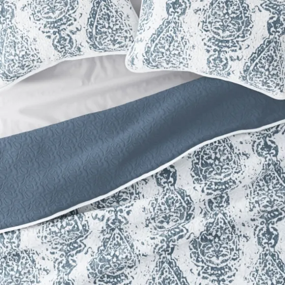 Blue Damask Reversible 3-Pc. King Quilt Set-Kirkland's Home Cheap