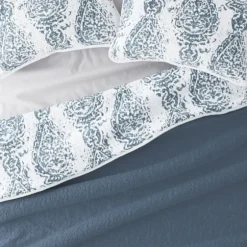 Blue Damask Reversible 3-Pc. Queen Quilt Set-Kirkland's Home Clearance