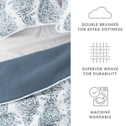 Blue Damask Reversible 3-Pc. Queen Quilt Set-Kirkland's Home Clearance