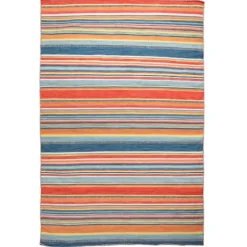 Blue Dhurri Stripe Indoor/Outdoor Area Rug, 7X9-Kirkland's Home Online