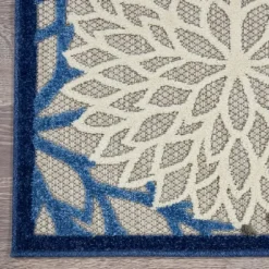 Blue Floral Burst Outdoor Area Rug, 6X9-Kirkland's Home Shop