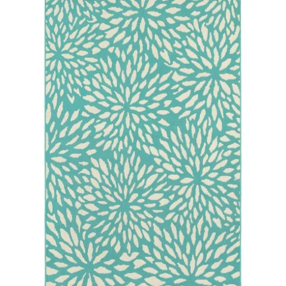 Blue Floral Burst Outdoor Area Rug, 5X7-Kirkland's Home Cheap