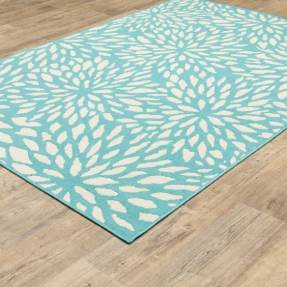 Blue Floral Burst Outdoor Area Rug, 5X7-Kirkland's Home Cheap
