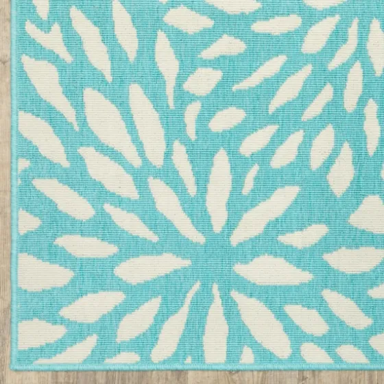 Blue Floral Burst Outdoor Area Rug, 5X7-Kirkland's Home Cheap