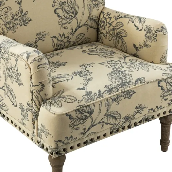 Blue Floral Nailhead Trim Upholstered Accent Chair-Kirkland's Home Outlet
