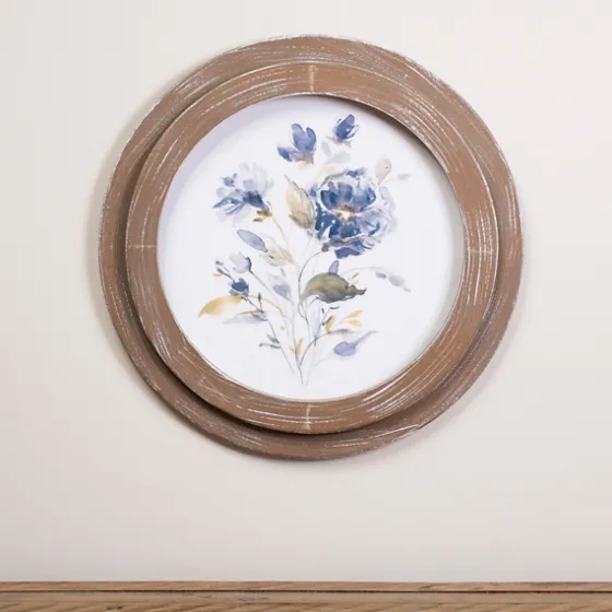 Blue Florals I Round Framed Art-Kirkland's Home Shop
