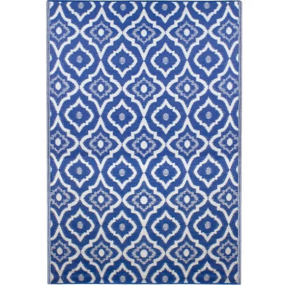 Blue Geometric Floral Outdoor Area Rug, 4X6-Kirkland's Home Hot