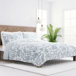 Blue Jacobean Reversible 3-Pc. Queen Quilt Set-Kirkland's Home New