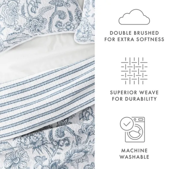 Blue Jacobean Reversible 3-Pc. Queen Quilt Set-Kirkland's Home New