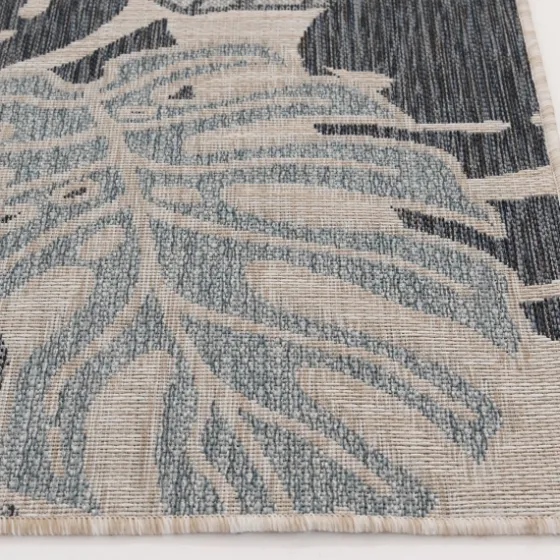 Blue Malibu Monstera Outdoor Area Rug, 7X9-Kirkland's Home Clearance