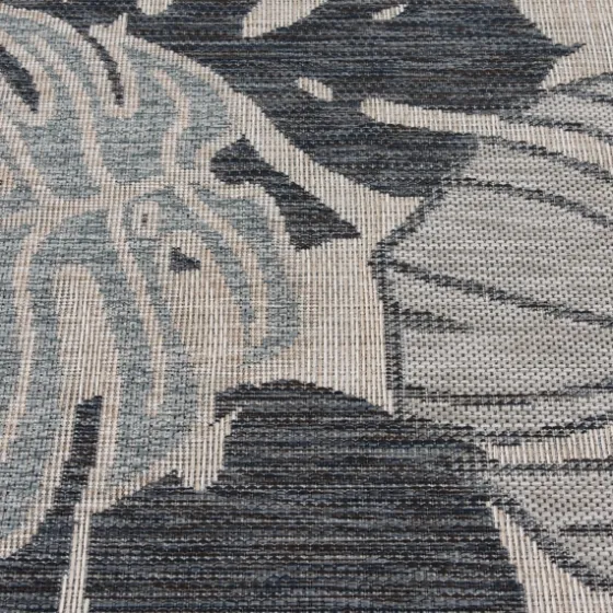 Blue Malibu Monstera Outdoor Area Rug, 7X9-Kirkland's Home Clearance